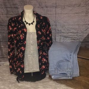 Ashley Outerwear Floral Print Anorak Jacket
